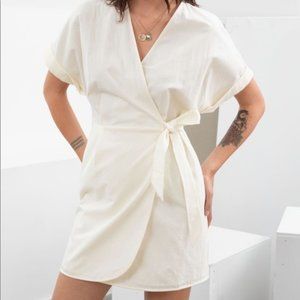 & Other Stories Organic Cotton Wrap Mini Dress Size 6